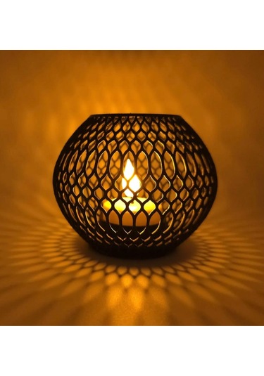 Dekoratif Tealight Mumluk Geometrik Desenli Gölge Efektli