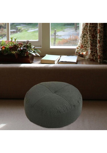 Homyl Yuvarlak Yer Minderi Dekoratif Meditasyon Oturma Koyu Gri