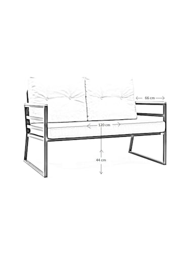 Mymassa Favori Bahçe Takımı - Metal Çay Seti Koltuk Takımı - Siyah