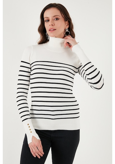 Fashion Friends Bayan Kazak 25k0024k1 Ekru Çizgili Ekru Çizgili