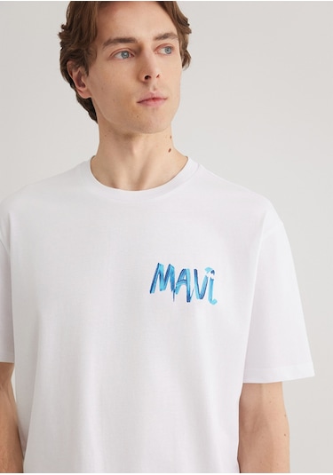Mavi - Mavi Baskılı Beyaz Tişört 0612468-620 Beyaz