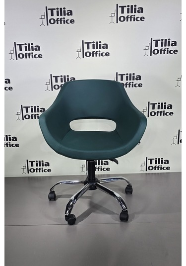 Monaco Çalışma Kesim Koltuğu Yonca Tekerlekli Krom Ayak Koyu Yeşil