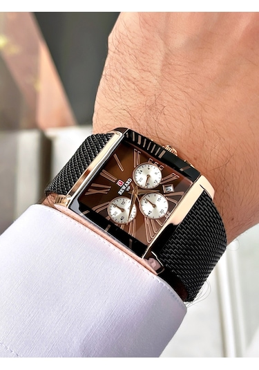 Reward Siyah Renk Rose Gold Kare Model Erkek Kol Saati +bileklik Hediyeli Nda640