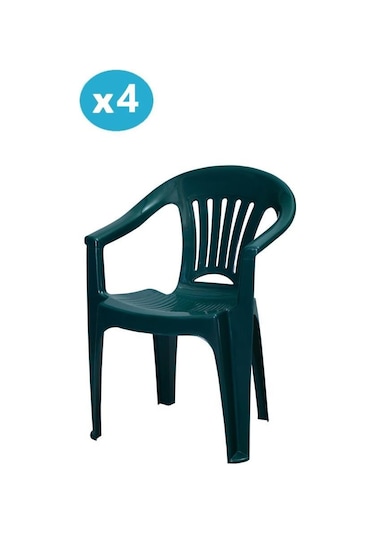 Omnipazar Mt-gf141 Zaffiro Plastik Bahçe Balkon Sandalye 4'lü Set Yeşil