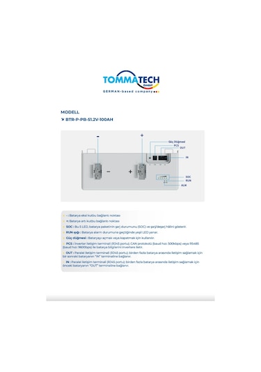 Tommatech 51.2v 100ah Lifepo4 Lfp Lityum Batarya