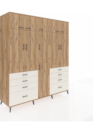 Kronos Dolap 8 Raflı 8 Çekmeceli 3 Askılı 220x59x243 Çam-çam/aytaşı Atlas Çam/aytası