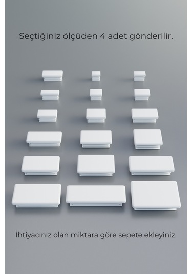 20x40 Mm 4'lü Beyaz Kare İçten Geçmeli Plastik Profil Tapası Tıpası Sandalye & Masa Profil Kapağı Beyaz 20x40 Mm