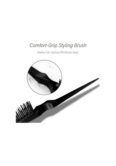 Kadınlar İçin 3 Parçalı Saç Şekillendirici Tarak Seti: Şekillendirici Fırça, Fare Kuyruğu Tarak, Kenar Fırçası - Tüm Saç Tipleri İçin Siyah Plastik Tarak Seti