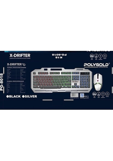 Poly Gold PG-8018 K18 USB Işıklı Klavye Ve Mouse Seti