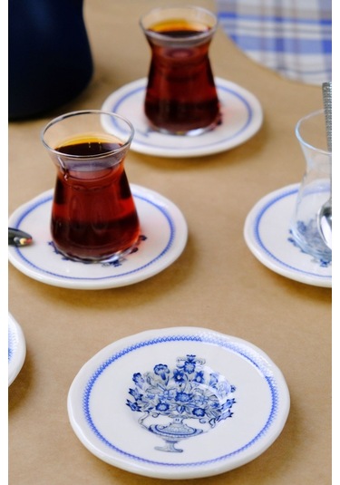 Tabak Evi Fulya Antik Çay Bardak Takımı 6 Kişilik 12 Parça Çok Renkli