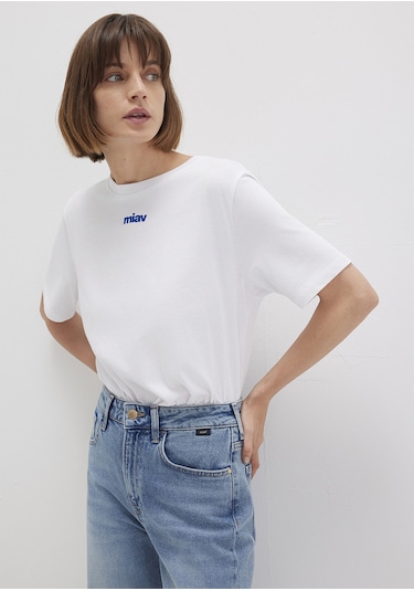 Mavi - Miav Baskılı Beyaz Tişört 1612452-620 Beyaz