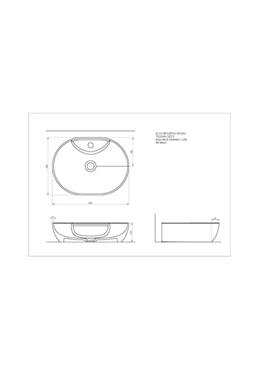 Seramiksan Alto Beyaz Batarya Delikli Tezgah Üstü Lavabo