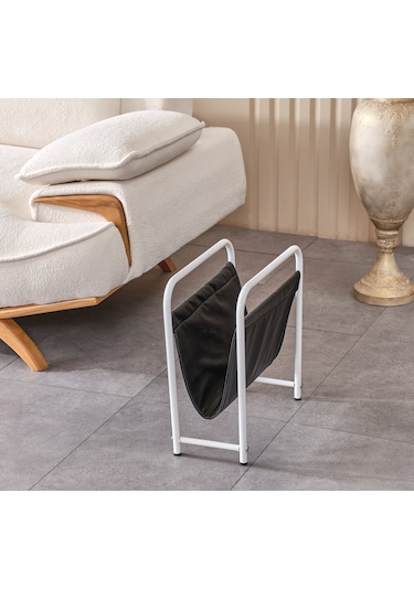 Lucıano Dergilik Beyaz Metal Sıyah Deri