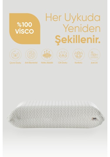 Rahat Uyku Yastığı - Air Comfort Cilt Dostu Anti Uv Ortopedik Visko Uyku Yastığı - Lüx Yumuşak Tuşe Beyaz