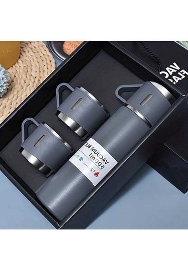 Trendooze 16.9oz Paslanmaz Çelik Termos Set Gaojunshop01 Gri Seyahat Ofis Saklama Takımı Sıcak Soğuk Gri