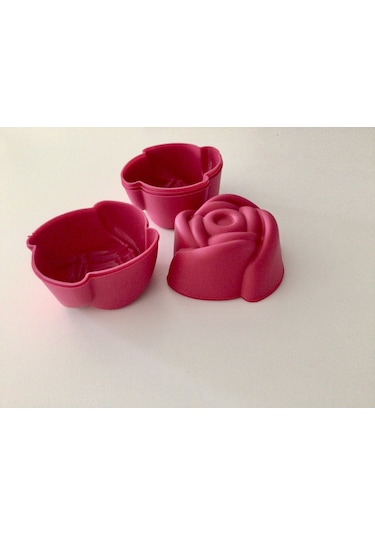Pink Rose Bybirgul Mini Silikon Gül Kek Kalıbı Kırmızı