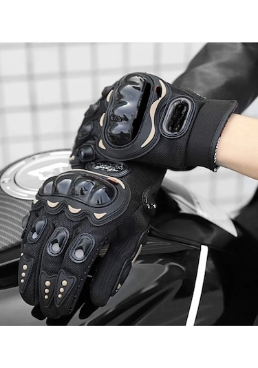 Motosiklet Eldiveni Avuç Içi Korumalı Dokunmatik Uzun Siyah Motor Eldiven Kemik Motorcu Eldiveni M 3
