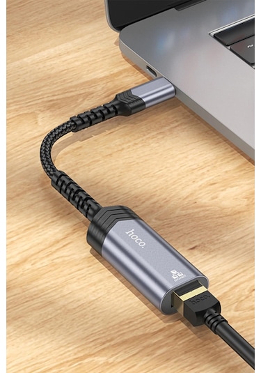 Hoco. Ua26 Tak Çalıştır Type-c To Rj45 1000 Mbps Ethernet Dönüştürücü - Gri