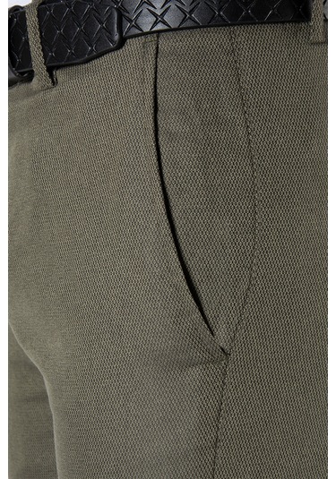Yeşil Slim Fit Pamuklu İtalyan Kesim Pantolon Yeşil