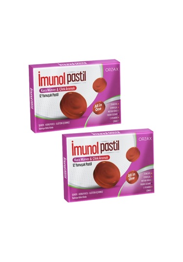 Orzax İmunol Karamürver & Çilek Aromalı 2 x 12 Pastil