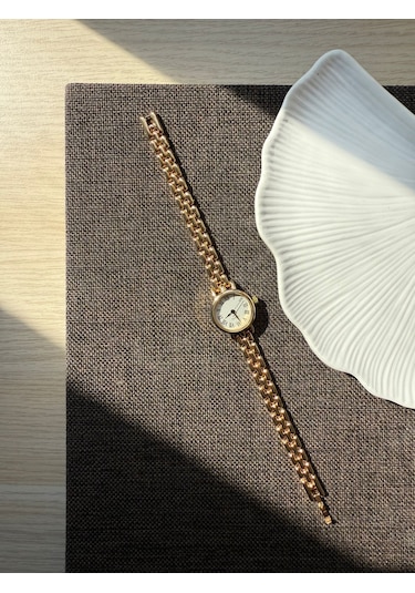 Retro Minimal Boncuk Kordon Vintage Kadın Kol Saati Gold Altın