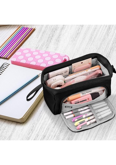 Büyük Kapasiteli Kalem Kutusu, Saplı Kalem Kutusu, Kızlar İçin Kalem Kutusu, Okul Malzemeleri, Ofis Düzenleyici, Makyaj Çantası Th