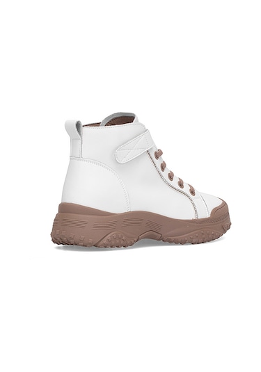 Guja 25k310-5 Kadın Hakiki Deri Sneaker Bot Bej Bej