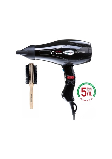 Ventoso V5 Silex5000 2500 W Profesyonel Fön Makinesi Siyah Ahşap Fön Fırçalı