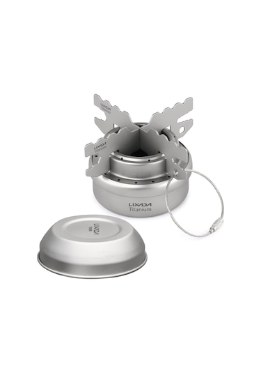 Lixada-taşınabilir Mini Titanyum Alkol Kapaklı Soba,y14148-t Gümüş