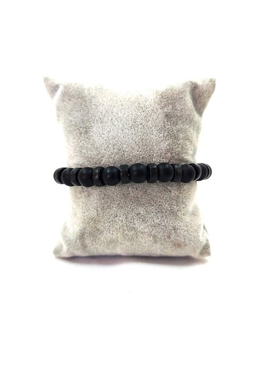 Esnek Misinalı Doğal Ahşap Cam Bileklik Siyah