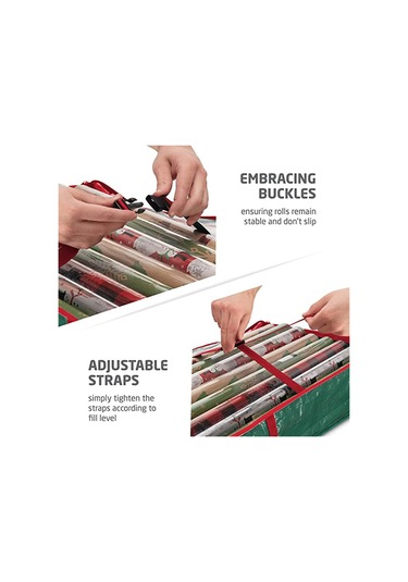 Geekyou Noel Paket Kağıdı Depolama Kutusu - Su Geçirmez Pe Malzeme, Ayarlanabilir Kemer Ve Pencereli Cep, Yatak Altı Saklama, Hediyelik Kağıt Ve Dekorasyonları Düzenle Yeşil