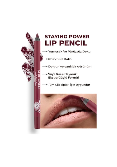 Alix Avien Suya Dayanıklı Uzun Süre Kalıcı Yumuşak Dudak Kalemi Staying Power Lip Pencil 58 Cherry