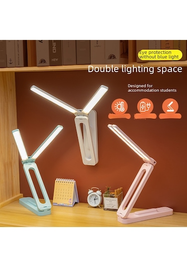 Yunboo Göz Koruyucu Çift Işıklı Çalışma Lambası - Çok Fonksiyonlu, Katlanabilir, Şarj Edilebilir 4000mah - Ev, Dormitorya Ve Ofis İçin Beyaz Diğer