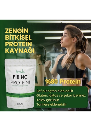 Fibrelle Pirinç Proteini Tozu 100 G // Yüksek Protein Oranı // %80 Protein