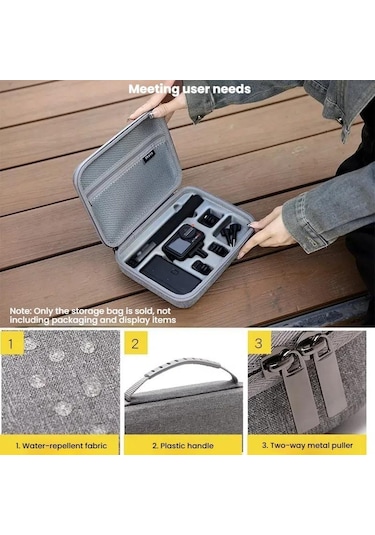Bkano Djı Osmo Action 4/5 Pro Set Saklama Çantası Organizatör Kılıfı Sert Kılıf Çanta Gri