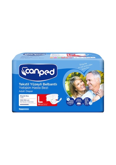 Canped Tekstil Yüzeyli Belbantlı Yetişkin Hasta Bezi Büyük Boy L 30'Lu