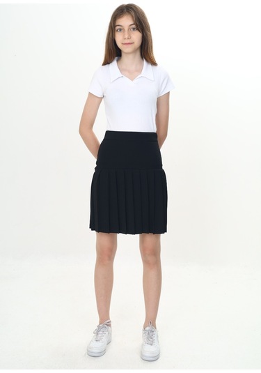 Toontoy Kız Çocuk Yarı Piliseli Okul Etek Siyah