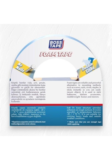 Boss Tape Çift Taraflı Köpük Aksesuar Montaj Bandı 24mmx10m