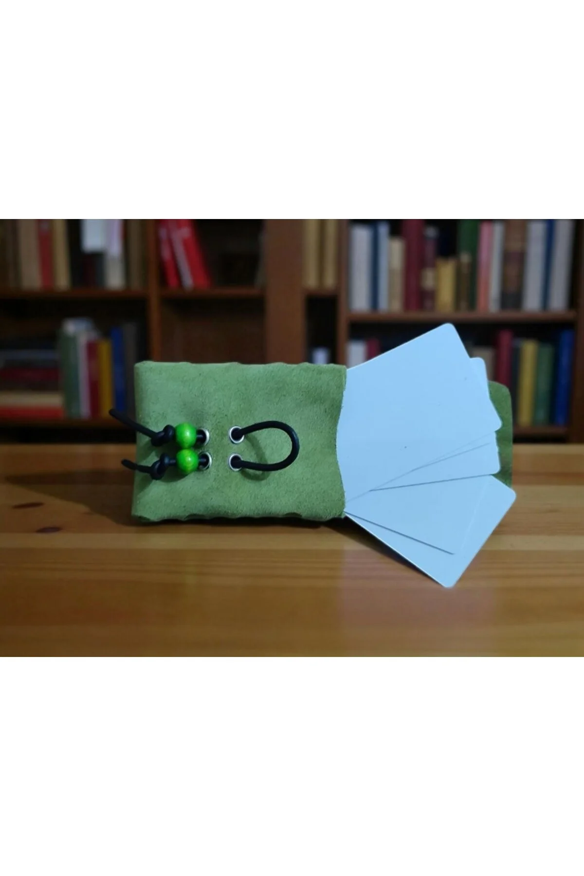 Sumerian Leather Craft Süet Deri Kartlık Yeşil Buz Yeşili