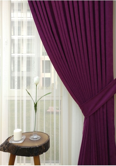 Evdepo Home Vişne Fon Perde Tek Kanat