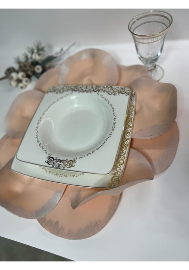 Eva Lateks Supla Amerikan Servis Pudra Gümüş Kenar Tasarım Pudra