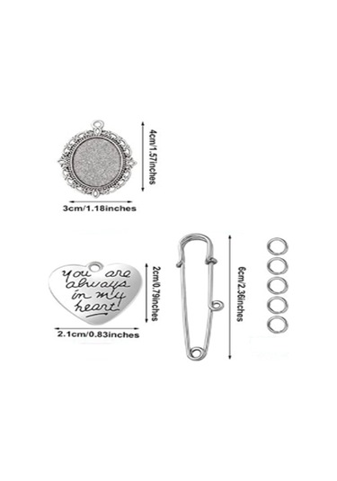 Padalink Evlilik Fotoğrafı Hatırlama Broşu - Gelin Gelin Damat Akraba İçin 2 Adet Alüminyum Portre Çerçevesi Pendan Gümüş