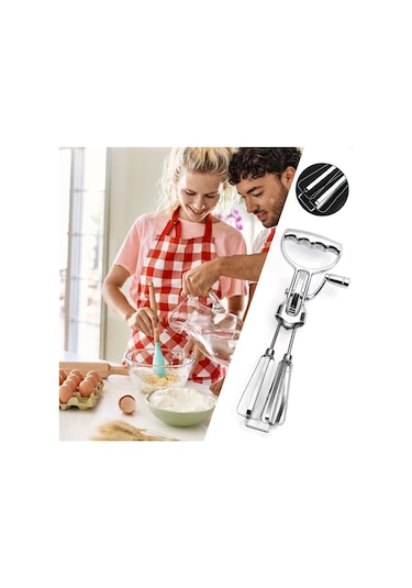 Jialan Paslanmaz Çelik Çift Kafa Yumurta Çırpıcılar Ergonomik El Gümüş