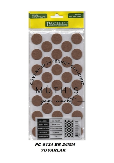 Pacific Yapışkanlı Keçe 24 Mm Kahverengi 32 Adet -