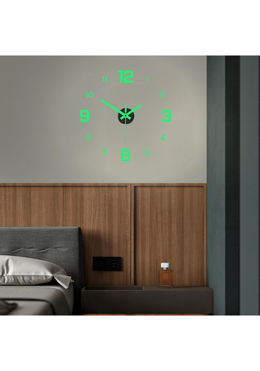 Suntek Oturma Odası İçin Büyük Sessiz Modern Fosforlu Çerçevesiz Duvar Saati Çıkartmaları