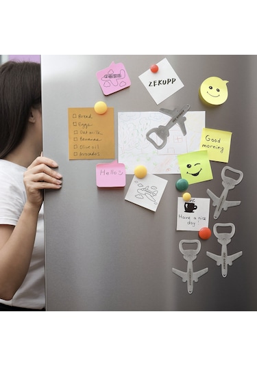 Zekupp Airbus A330 Uçak Modeli Şişe Açacağı, Paslanmaz Çelik Magnetli Uçak Figürlü Gazoz Açacağı, Gümüş Gri Renkte Mutfak Ekipmanı Gri