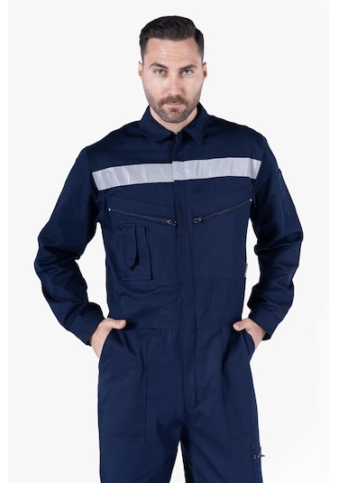 İş Güvenliği Tulumu Reflektörlü Cepli Pamuklu