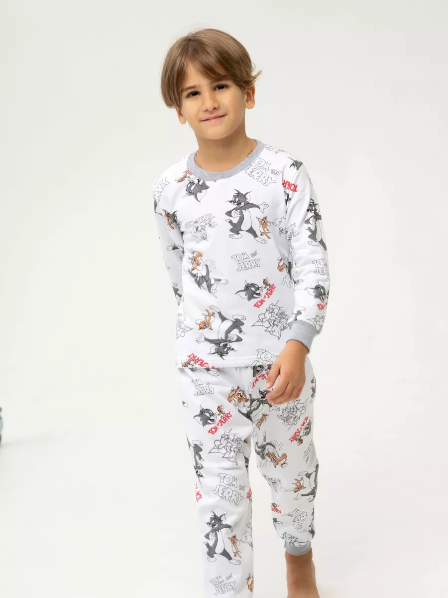 Lapula : &promokot Tom Ve Jerry Baskılı Çocuk Pijama Takımı Sıcak 188453059 Beyaz