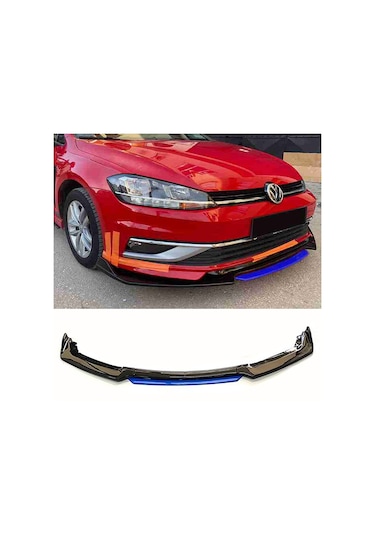 Volvo V70 2007-2013 Mavi Şeritli Renkli Ön Lip Ve Yan Marşpiyel Seti