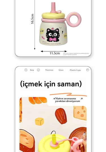 Büyük Kapasiteli Sevimli Taşınabilir Su Bardağı-sarı